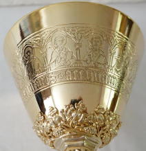 Solid silver gilt antique Belgian Gothic Chalice